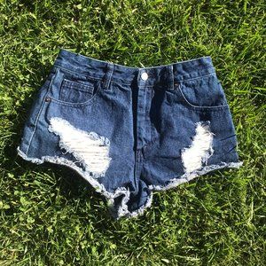 Distressed Dark Wash Shorts